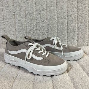 Vans tan and white platform sneakers